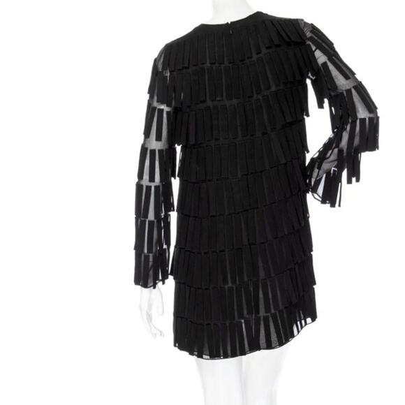 Valentino Voile Fringed Mini Shift Dress size IT 38 Long Sleeve - Picture 4 of 10